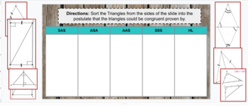 Preview of Triangle Congruency Postulate and Proof Sort Activity 
