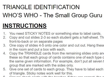 Preview of Triangle Identification Game (Angles and Sides) - The Small Group Guru