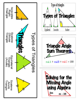 Identifying Triangles And Interior Angle Sum Theorem Foldable