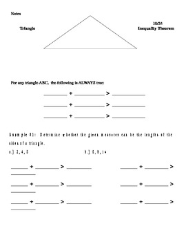 Preview of Triangle Inequalities Guided Notes