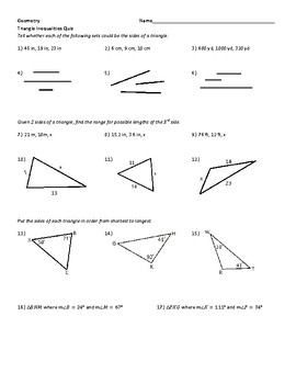 Preview of Triangle Inequalities Quiz