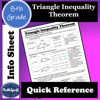 Preview of Triangle Inequality Theorem | 8th Grade Math Quick Reference Sheet | Cheat Sheet