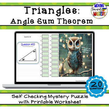 Preview of Triangle Interior Angle Sum Theorem: Self Checking Mystery Picture