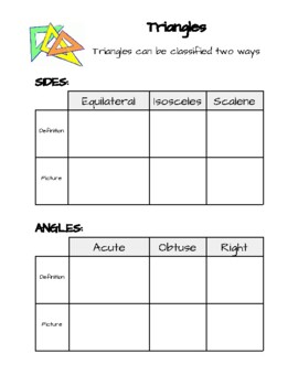 Preview of Triangle Note Sheet