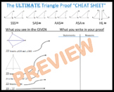 Triangle Proof Cheat Sheet SSS SAS ASA AAS HL Congruence