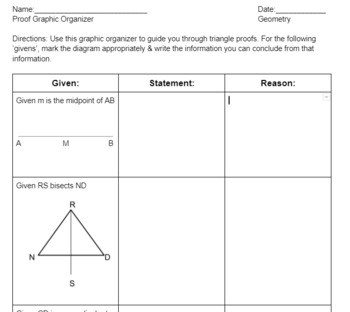 Preview of Triangle Proof Graphic Organizer