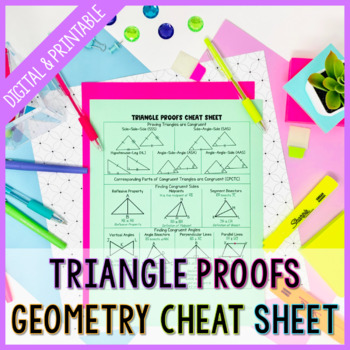 Preview of Triangle Proofs Cheat Sheet for High School Geometry - Printable and Digital
