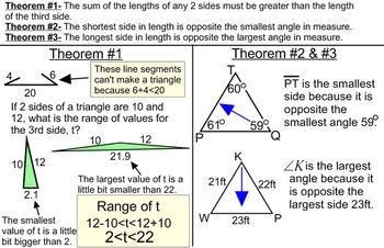 Preview of Triangle Properties- Student Reference, a Proof, + 4 Assignments for SMART