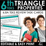 Triangle Properties Task Cards | TEKS 6.8A | EDITABLE