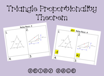 Preview of Triangle Proportionality Theorem Relay Race