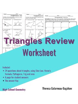 Preview of Triangle Review Worksheet