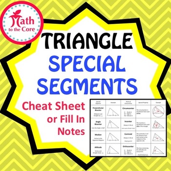 Preview of Triangle Special Segments Cheat Sheet