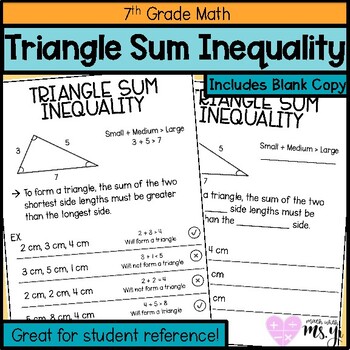 Preview of Triangle Sum Inequality Anchor Chart for Distance Learning