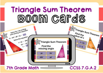 Preview of Triangle Sum Theorem Boom Cards-Digital Task Cards