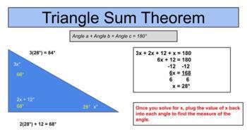 Preview of Triangle Sum Theorem Example Slides