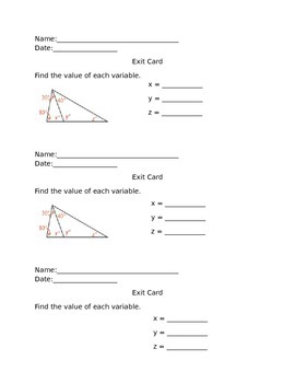 Preview of Triangle Sum Theorem Exit Card