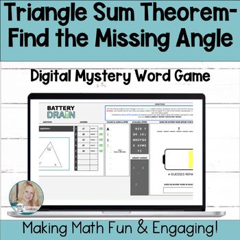 Preview of Triangle Sum Theorem - Find the Missing Angle - Self-Checking Activity