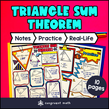 Preview of Triangle Sum Theorem Guided Notes w Doodles | Graphic & Sketch Notes 8th Grade