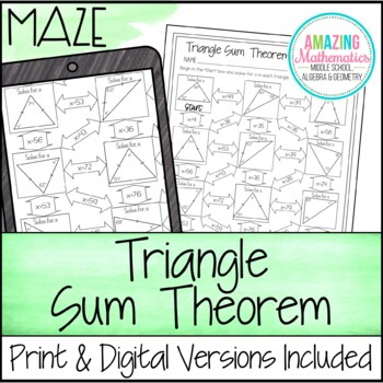 Preview of Triangle Sum Theorem Worksheet - Maze Activity