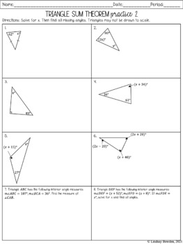 Triangle Sum Theorem Notes & Worksheets by Lindsay Bowden - Secondary Math