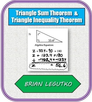 Preview of Triangle Sum Theorem & Triangle Inequality Theorem - (Notes, WS + Answer Keys)