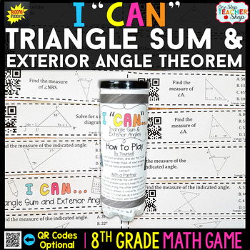 Preview of 8th Grade Math Game | Triangle Sum & Exterior Angle Theorem