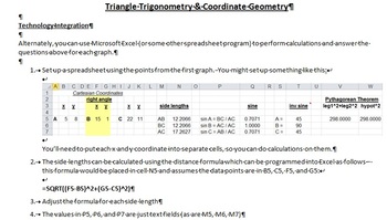 Preview of Triangle Trigonometry Using Coordinate Geometry and Microsoft Excel