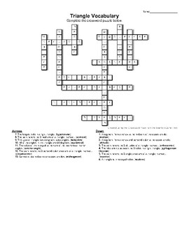 Triangle Vocabulary Crossword Puzzle by Vivian Buchanan TpT