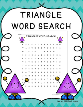 Preview of Free Back to School Word Search Puzzle Types of Classifying Triangles Worksheet