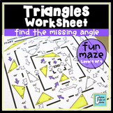 Triangle Worksheet to Find the Missing Angle 