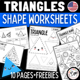 Kindergarten 2D Shapes Worksheet: TRIANGLES - Shape Sort, 