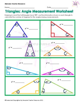 Preview of Triangles: Angle Measurement Worksheet