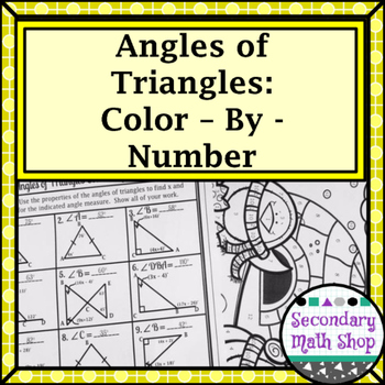 Preview of Triangles - Angles of Triangles Color-By-Number Wintery Worksheet