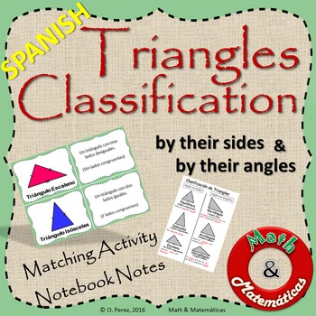 Preview of Classifying Triangles by sides and angles Clasificacion de Triangulos Spanish