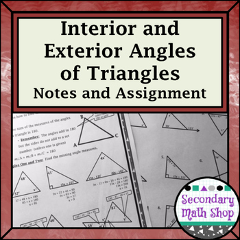 Triangles Congruency Unit 2 Interior And Exterior Angles Notes And Homework