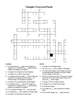 Triangles Crossword Puzzle by Mathematics Active Learning TpT