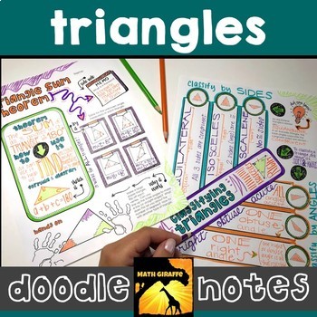Preview of Triangles Doodle Notes | Classifying by Sides & Angles, Triangle Sum Theorem