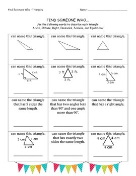 Triangles - Find Someone Who - Cooperative Learning - Math by Teacher ...