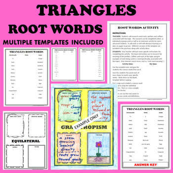 Preview of Triangles - Geometry - Algebra - Mathematics ROOT WORDS Vocabulary