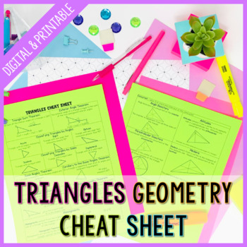 Preview of Triangles Cheat Sheet for High School Geometry - Printable & Digital Study Guide