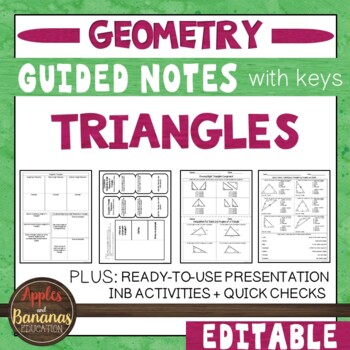 Preview of Triangles -  Guided Notes, Presentation, and INB Activities