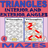 Triangles (Interior and Exterior Angles) - Maze Worksheets