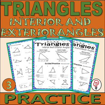 Preview of Triangles (Interior and Exterior Angles) - Practice Worksheets - 8.G.A.5