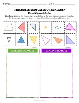 Preview of Triangles: Isosceles or Scalene? - Drag & Drop Sorting Activity (Online Tool)