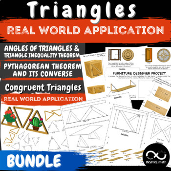 Preview of Triangles Real World Math Application Congruence Pythagorean Theorem Angles