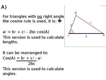 Preview of Triangles, Sine rule, Cosine rule