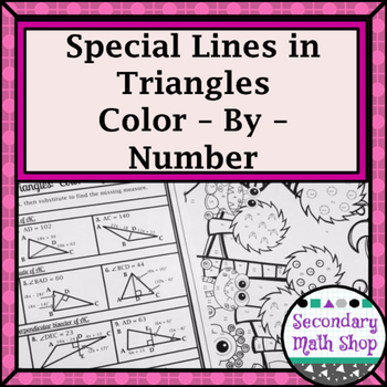 Preview of Triangles - Special Lines in Triangles Color-By-Number (Alien) Worksheet