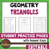 Triangles - Editable Student Practice Pages
