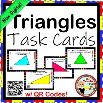 Preview of Triangles Task Cards w/ QR Codes NOW Digital!