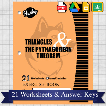 Preview of Middle School Math: Triangles and The Pythagorean Theorem - 21 Worksheets